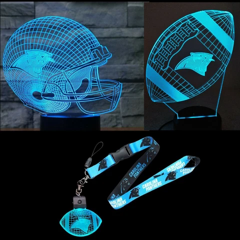 Carolina Panther  3D Football, Helmet, Lanyard & Key Chain Combo Illusion Lights Cover