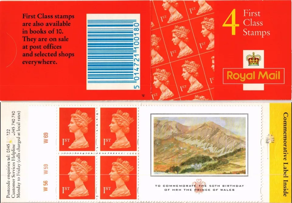 GB 1998 Yvert C 1673-21 booklet 4x1st Walsall Prince of Wales painting - Image 1 of 1