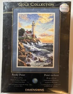 ROCKY POINT Lighthouse Dimensions Gold Collection 11x17 Cross Stitch Kit # 3895  - Bild 1 von 4