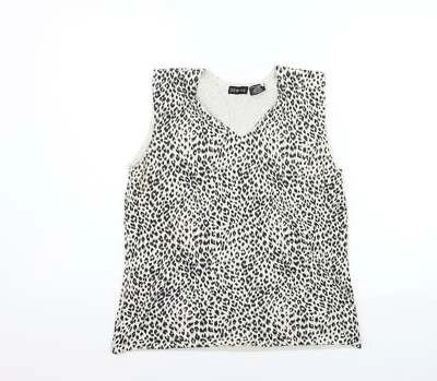 Jersey George Mujer Gris Cuello en V Estampado Animal Mezcla Seda Talla XL Foto 1 de 4