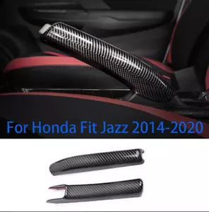 For Honda Fit Jazz 2014-2020 ABS carbon fiber console Handbrake cover trim 2pcs - Foto 1 di 7