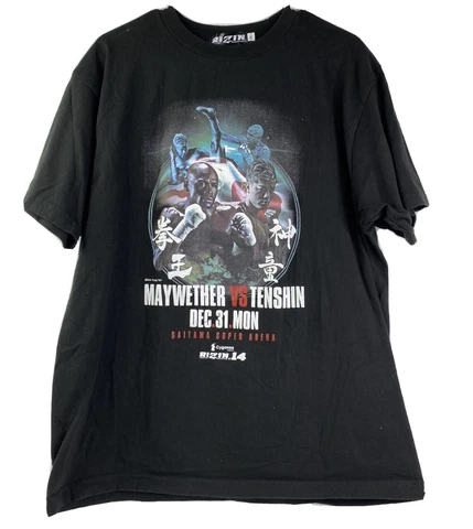 Rizin Mens XL Black Mayweather Vs Tenshin 2018 Graphic T-shirt Cover