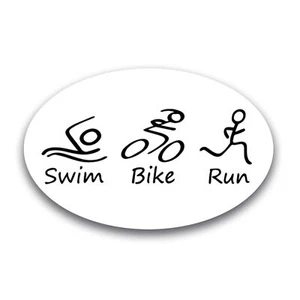 Swim Bike Run Black and White Oval Magnet Decal, 4x6 Inches, Automotive Magnet - Picture 1 of 6
