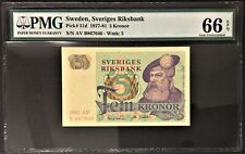 Sweden  5 Kronor, Pick #51d - ND (1977-81) PMG Graded  GEM UNC 66 EPQ #35367