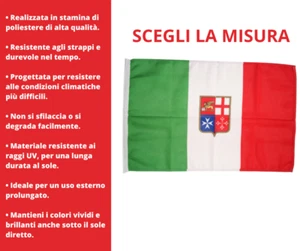 BANDIERA ITALIA IN STAMINA DI POLIESTERE PESANTE PER BARCA GOMMONI - NAUTICA - Foto 1 di 1