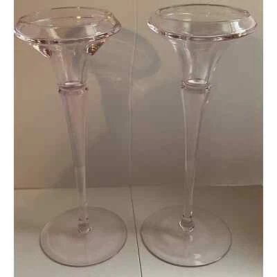 Candelabro cónico de vidrio con plomo rosa Oneida Minx soplado a mano 2 Foto 1 de 4