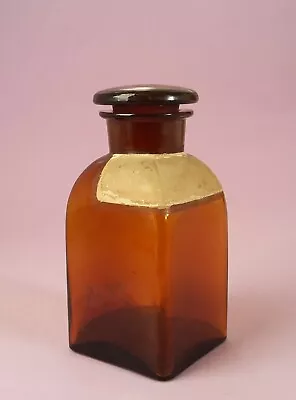 Alte Medizinflasche Glas Braun Viereckig Apotheke Antik • 35.18€