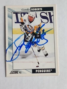 1992-93 Score GORDIE ROBERTS Signed Card #201 - Picture 1 of 2