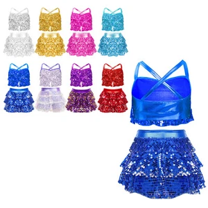 Kinder Mädchen Anzug Jazz Tanzkleidung Gymnastik Outfit mit Culotte Set Tanz Disco - Bild 1 von 65