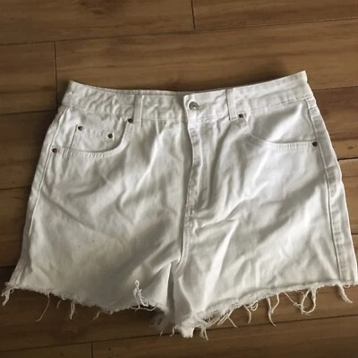 Pantalones Cortos Topshop Blanco Lavado Envejecido Moto Mom Denim Jean Corte Para Mujer EE. UU. 10 Foto 1 de 4