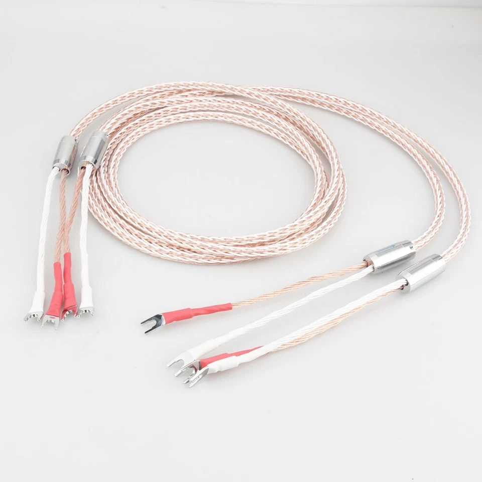 One pair OCC 8TC Banana Spade Male Speaker Cable HIFI Audio Speaker Cable- - Image 1 of 4