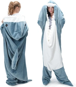 Shark Blanket for Adult Super Soft Cozy Flannel Throw Wearable Blanket, Cartoon - Picture 1 of 12
