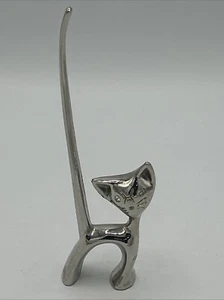 Hagenauer Walter Bosse Style Chrome Long Tailed Cat Figurine 6” - Picture 1 of 13