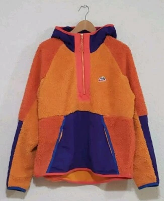 Chaqueta Nike Heritage Sherpa Adulto Mediana Naranja Exterior Media Cremallera Polar Para Hombre Foto 1 de 4