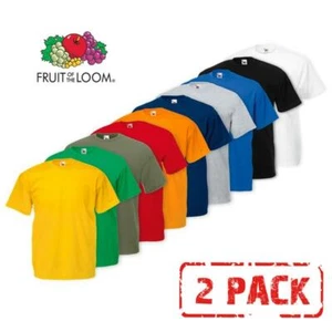 2 PACK MEN'S FRUIT OF THE LOOM PLAIN 100% COTTON BLANK T SHIRT TEE'S T-SHIRT NEW - Picture 1 of 34