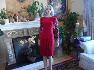 Giambattista Balli Red Vigin Wool/Silk Front Ruffle Dress SIze IT 40 - US XS - Picture 1 of 24
