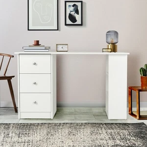 Escritorio de ordenador blanco mesa de trabajo para oficina con 3 cajones - Imagen 1 de 12