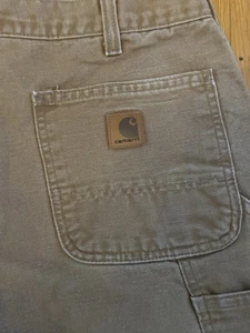 Carhartt Pantalone Carpentiere Jeans 34x32 Flanella Coperta Foderato Beige Cachi - Foto 1 di 6