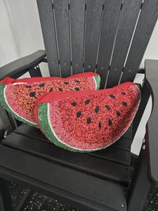 Almohada de dos cuentas de cuña de sandía 18x9 rebanada de sandía - Imagen 1 de 7