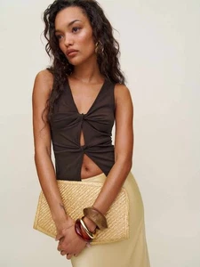 REFORMATION TEFI KNIT TOP MOLE Chocolate Brown Twist Cut-Out Knot Size M or L - Bild 1 von 4