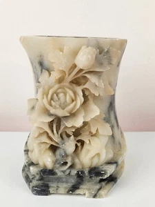 Hand Carved Soapstone Vase 5.5" Vintage Vase - Picture 1 of 24