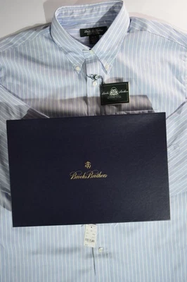 Brooks Brothers страны клуб хлопок рубашка на пуговицах XL/R синяя полоса новый с Ярлыками коробка - Изображение 1 из 4
