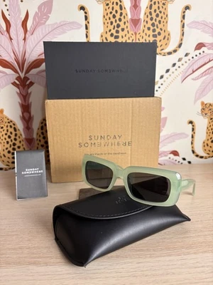 Sunday Somewhere Green Sunglasses Square Statement SUN014 Elle New & Boxed - Image 1 of 4