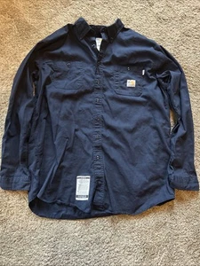 Carhartt FR Fire Resistant Jacket Button Up XL Size Blue - Picture 1 of 5