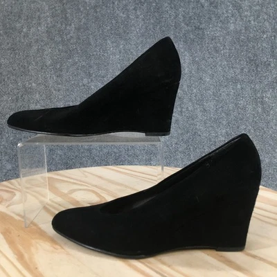 Stuart Weitzman Heels Womens 6.5 Dress Slip On Pointed Pumps Black Suede Wedge - Image 1 of 4
