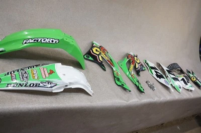 2013 Kawasaki KX450F KX450 KX 450 OEM Tank Shrouds Plastics Fenders Side Panels - Image 1 of 4
