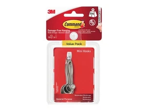 Command™ Blanc Mini Crochets Valeur Pack (Paquet 18) COM1700618 - Picture 1 of 6
