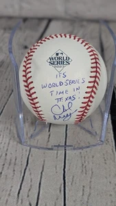 Chuck Morgan signiert 2023 World Series Baseball ROMLB Texas Rangers PA Ansager - Bild 1 von 3