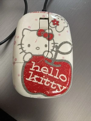 hello kitty Red Cherry Computer mouse Wired HTF -tested Works - Image 1 of 4