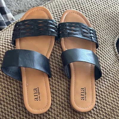 Sandalias deslizantes de cuero negras a.n.a talla 8 Foto 1 de 2
