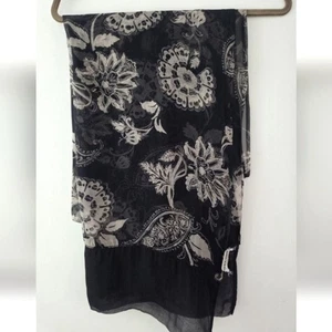 Giorgio Armani Vinyage Black Beige Floral Silk Scarf Shawl Wrap - Picture 1 of 8