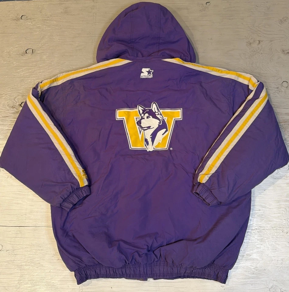 Vintage 90s NCAA Starter University of Washington Huskies Full Zip Jacket Sz XL - Image 1 of 4