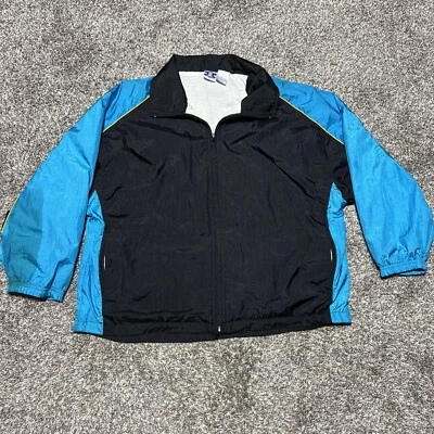 Vintage Pro Spirit Nylon Jacket Wind Breaker Coat Mens L Black Blue  - Image 1 of 4