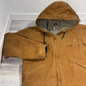 Carhartt Sherpa-Lined Hooded Detroit Jacket J141 211 Distressed Sz Medium **READ - Picture 1 of 12