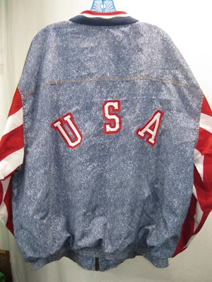 Винтажный Adidas в полоску рукав Track куртка синий красный белый США мужчин 2XL РЕДКАЯ - Изображение 1 из 4