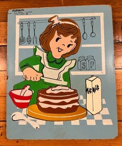 Vintage Playskool Wood Puzzle Cake Maker 275-43 11 Pieces - Picture 1 of 9