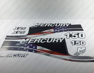 Mercury 150 HP XR6 USA Flag Edition outboard engine decal set - Bild 1 von 6