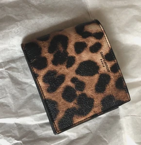 Saint Laurent Men's East/West Leopard-Print Leather Wallet MANTO NATURALE/ NERO - Picture 1 of 9