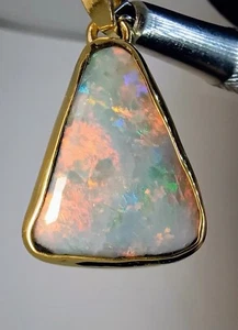Opal Pendant (Mintabie) Solid Yellow Gold 22K + 18K Bale - Picture 1 of 5
