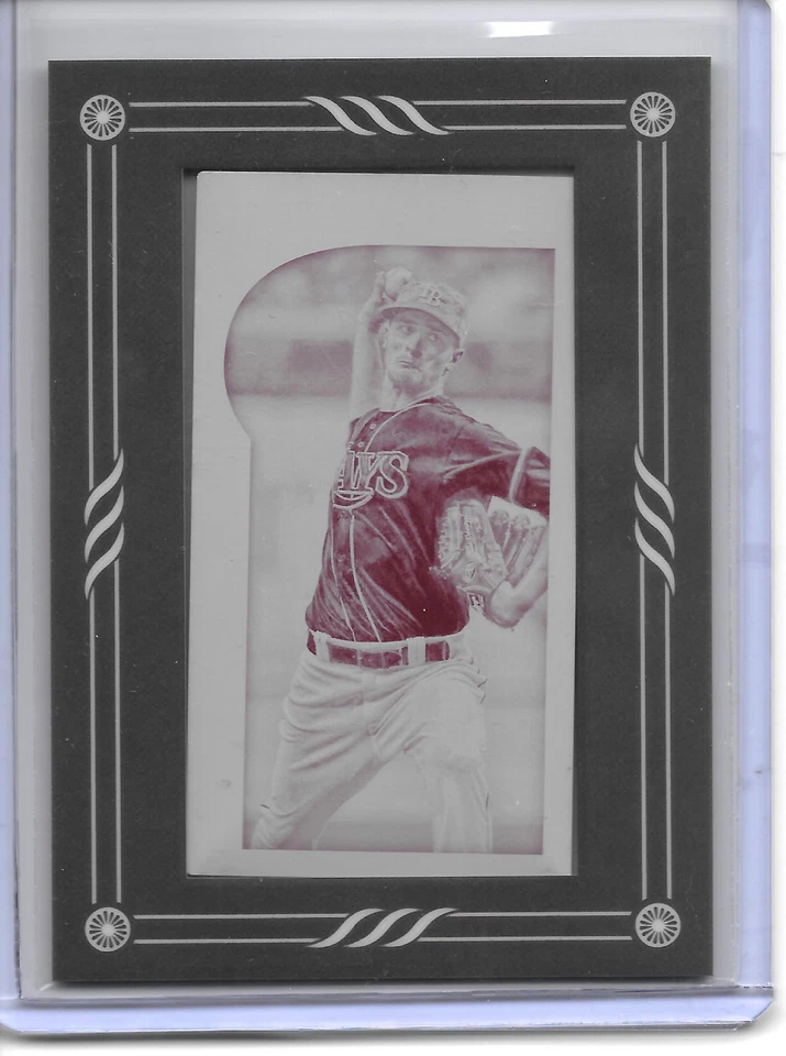 2015 Topps Gypsy Queen JAKE ODORIZZI FRAMED MINI MAGENTA PRINTING PLATE #1/1!! - Image 1 of 1