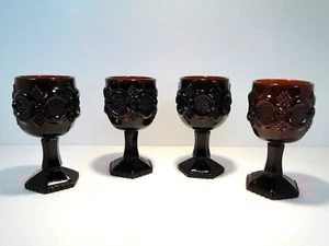 Vintage Set of 4 of AVON 1876 Cape Cod Ruby Glasses Wine Goblets Very Nice - Picture 1 of 8