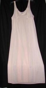 Camisón vintage Shadowline talla mediana rosa vestido con ribete de encaje - Imagen 1 de 3