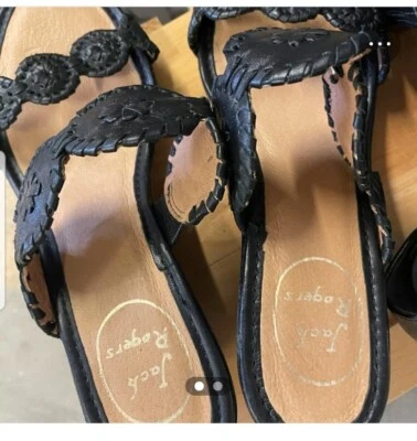 Sandalias de cuña Jack Rogers Luccia para mujer 9 de cuero negro tacón informal Foto 1 de 4