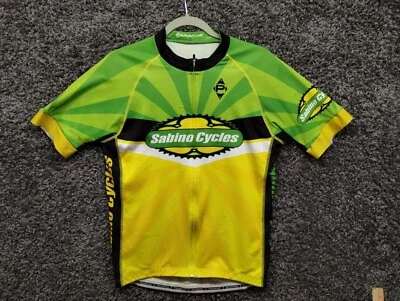 * Camiseta deportiva de ciclismo Panache adulto XL verde amarillo Sabino Cycles cremallera completa Foto 1 de 4