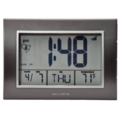 AcuRite Atomic Alarm Clock with Large LCD Display and Indoor Temperature - Image 1 of 4