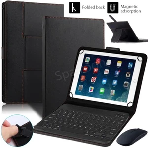 For 10/10.1 inch Android Tablet Universal Leather Case Bluetooth Keyboard Mouse - Picture 1 of 18